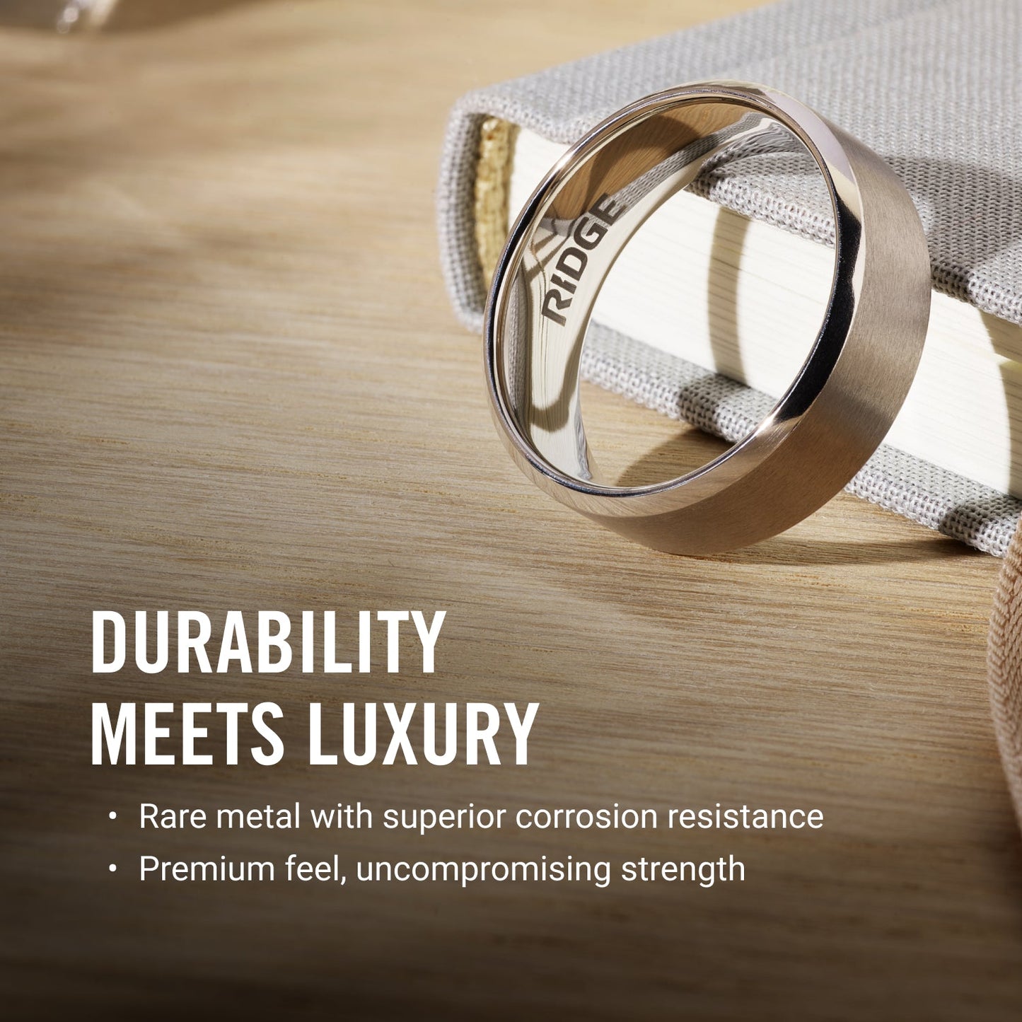 Ridge 8mm Beveled Ring Set - 24K Gold | Tantalum